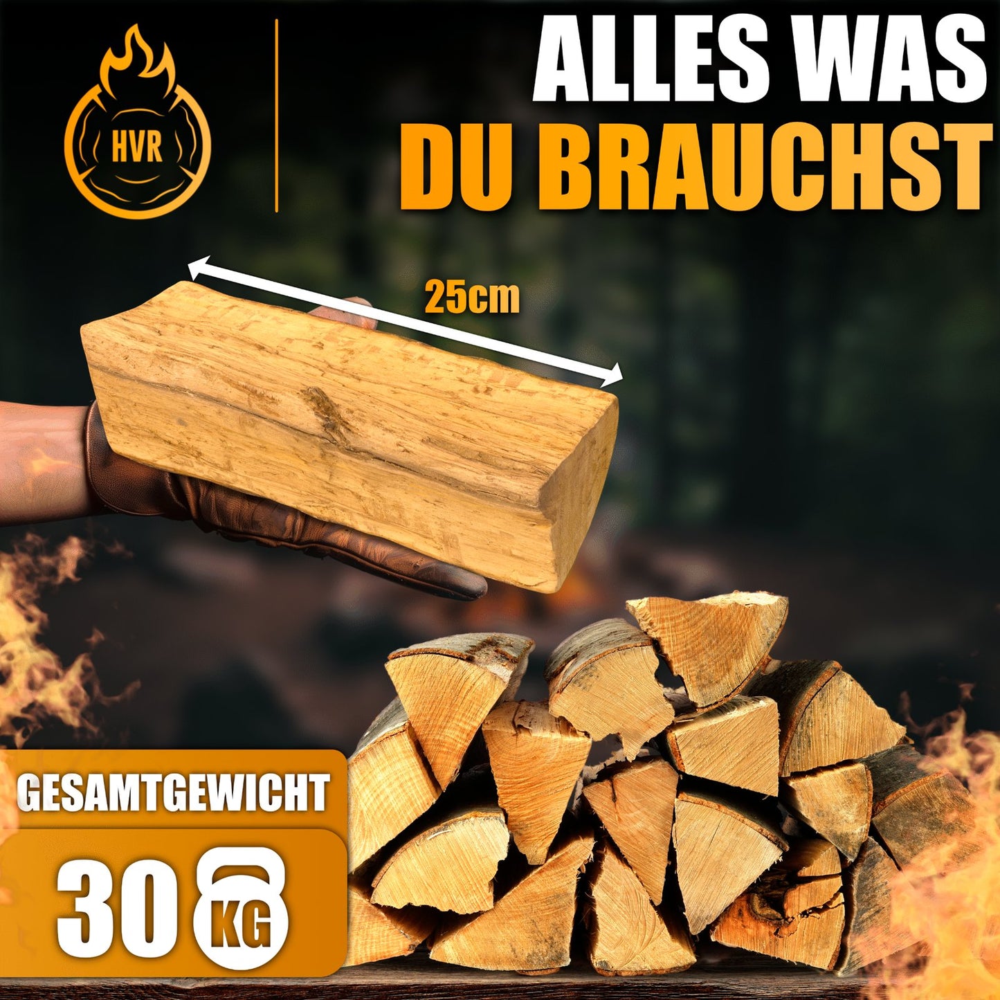 Brennholz Buche, 25 cm Scheitlänge, 30 kg gestapelt, gleichmäßige Scheite, geringe Restfeuchte