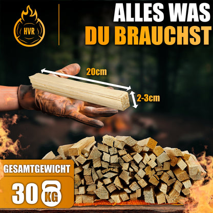 Anzündholz Fichte, 30 kg Gesamtgewicht, 20 cm lang, gleichmäßig gespalten, perfekt getrocknet