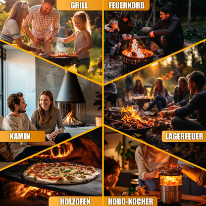 Vielseitig einsetzbares Anzündholz für Grill, Kamin, Lagerfeuer, Holzofen, Hobo-Kocher und Feuerkorb