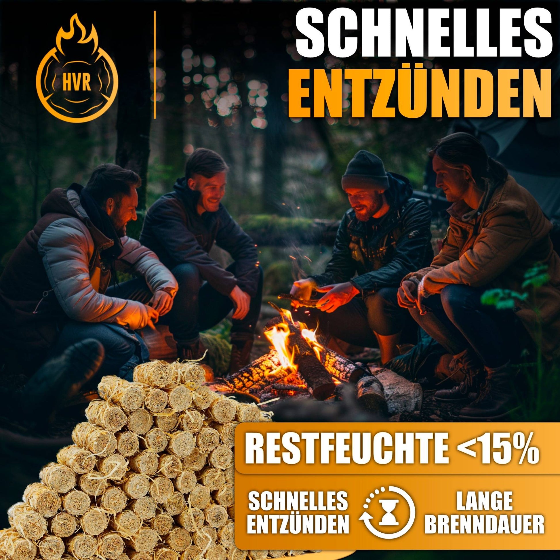 Anzündwolle unter 15 % Restfeuchte – für schnelles Entzünden im Freien